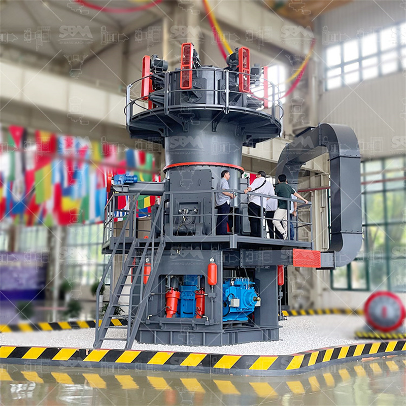 Internal view of an ultrafine vertical mill grinding roller